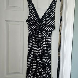 LOFT Navy Knee-length Dress with White Flowers